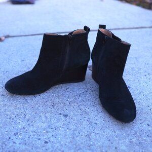 Vionic Paloma Suede Wedge Ankle Boots 11 Arch Support Orthaheel APMA Comfort